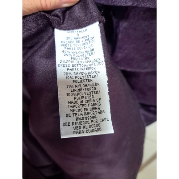 R & M Richards Women's 8 Purple Beaded Formal Tiered Ruffle Dress Gown w/Jacket - Picture 6 of 12